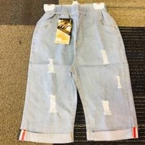 boys long distressed shorts